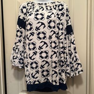 Anchor nautical off shoulder top or beach coverup